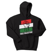 Free Palestine Flag Colors Blocks Protest Fist  Kids Hoodie