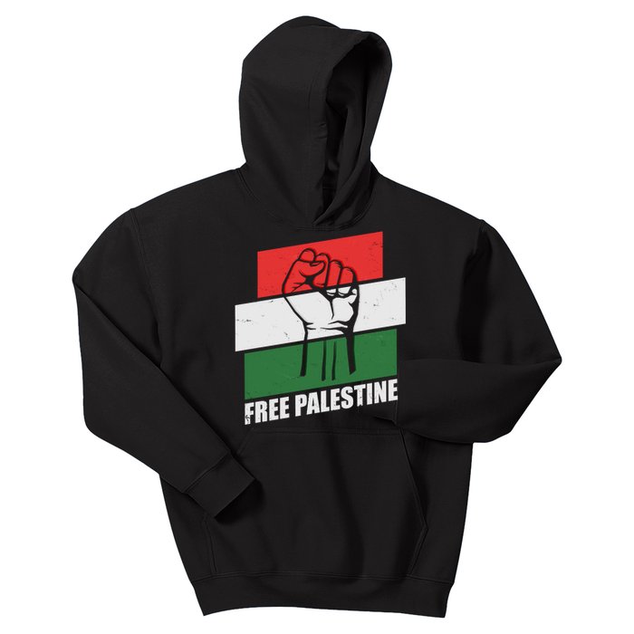 Free Palestine Flag Colors Blocks Protest Fist  Kids Hoodie