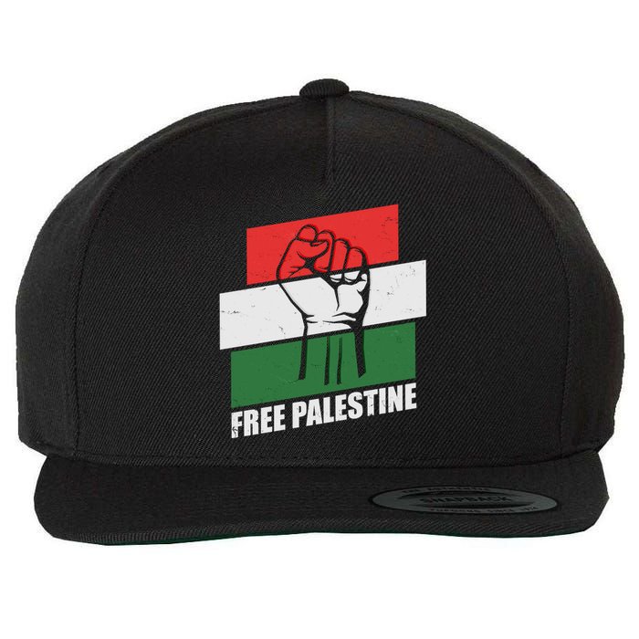 Free Palestine Flag Colors Blocks Protest Fist  Wool Snapback Cap