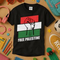 Free Palestine Flag Colors Blocks Protest Fist  Kids T-Shirt