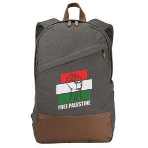 Free Palestine Flag Colors Blocks Protest Fist  Cotton Canvas Backpack