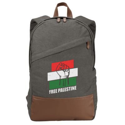 Free Palestine Flag Colors Blocks Protest Fist  Cotton Canvas Backpack