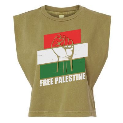 Free Palestine Flag Colors Blocks Protest Fist  Garment-Dyed Women's Muscle Tee