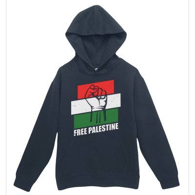 Free Palestine Flag Colors Blocks Protest Fist  Urban Pullover Hoodie