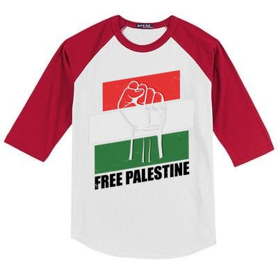 Free Palestine Flag Colors Blocks Protest Fist  Kids Colorblock Raglan Jersey