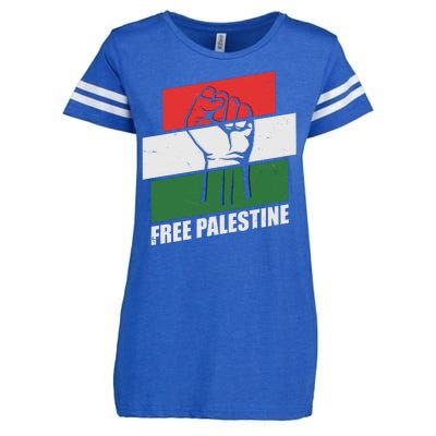 Free Palestine Flag Colors Blocks Protest Fist  Enza Ladies Jersey Football T-Shirt