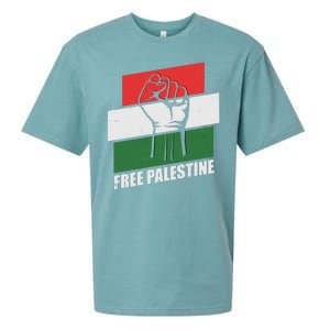 Free Palestine Flag Colors Blocks Protest Fist  Sueded Cloud Jersey T-Shirt