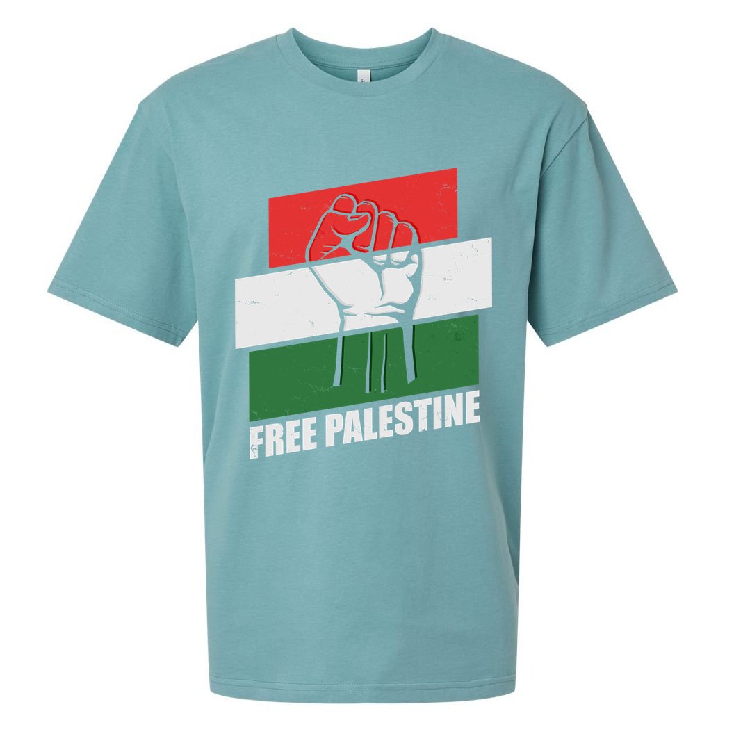 Free Palestine Flag Colors Blocks Protest Fist  Sueded Cloud Jersey T-Shirt