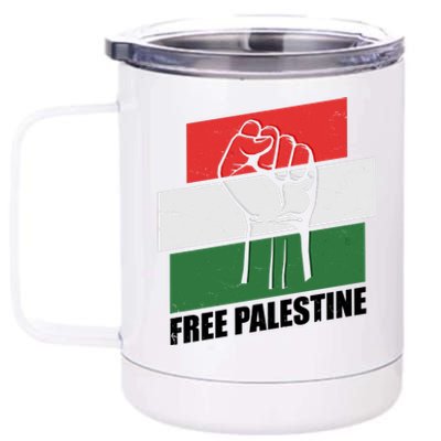 Free Palestine Flag Colors Blocks Protest Fist  12 oz Stainless Steel Tumbler Cup