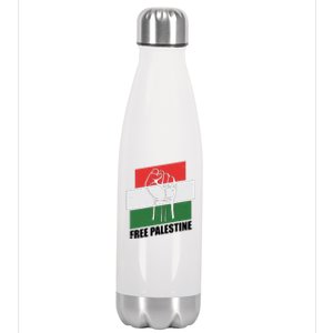 Free Palestine Flag Colors Blocks Protest Fist  Stainless Steel Insulated Water Bottle