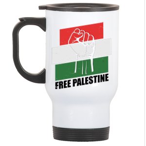 Free Palestine Flag Colors Blocks Protest Fist  Stainless Steel Travel Mug