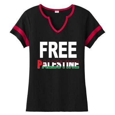 Free Palestine Flag Palestine Ladies Halftime Notch Neck Tee