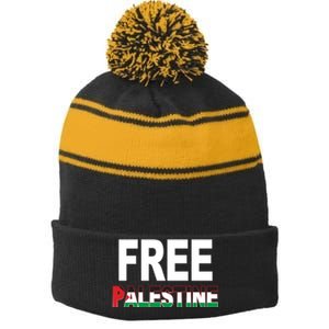 Free Palestine Flag Palestine Stripe Pom Pom Beanie