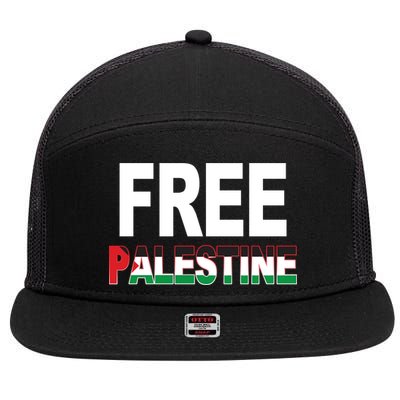 Free Palestine Flag Palestine 7 Panel Mesh Trucker Snapback Hat