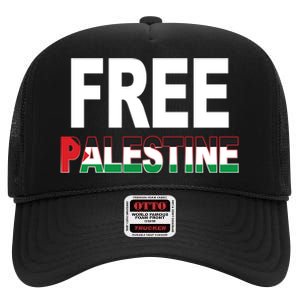 Free Palestine Flag Palestine High Crown Mesh Back Trucker Hat