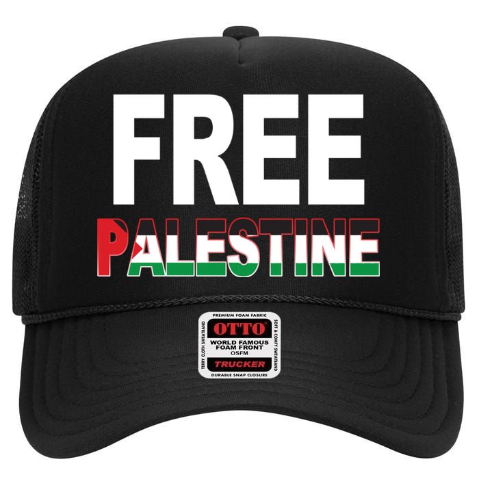 Free Palestine Flag Palestine High Crown Mesh Back Trucker Hat