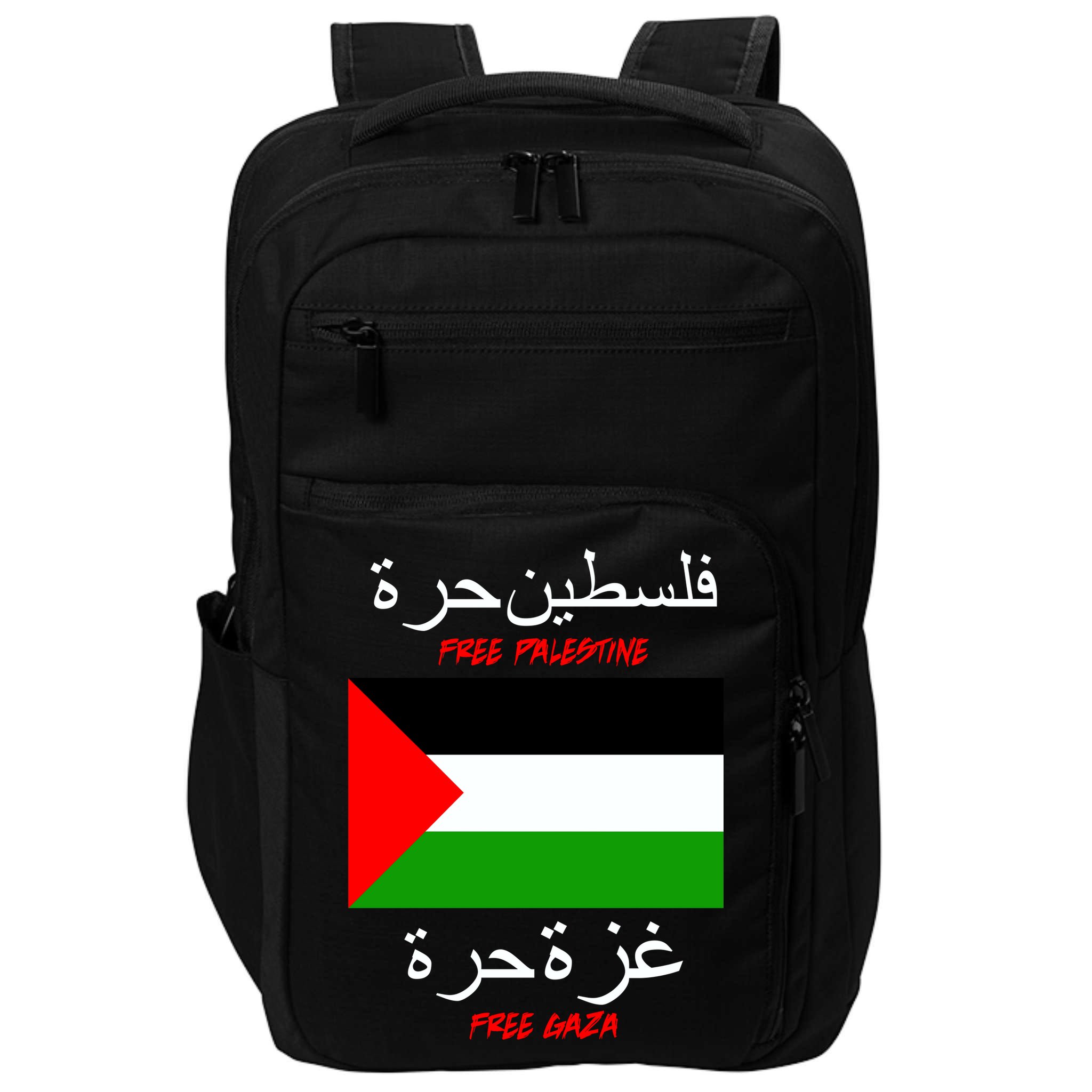 Free Palestine Gaza Arabic Writing Flag Impact Tech Backpack