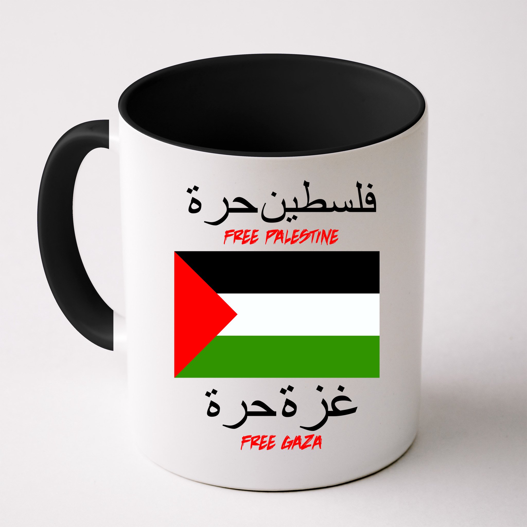Free Palestine Gaza Arabic Writing Flag Mug