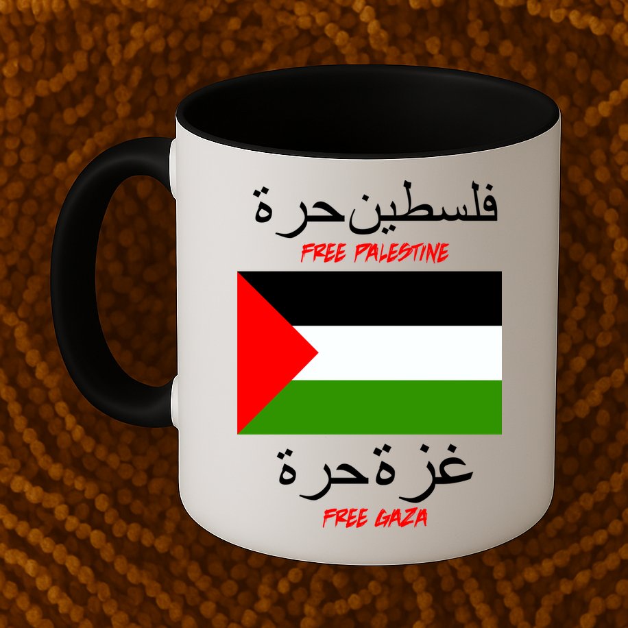 Free Palestine Gaza Arabic Writing Flag Mug