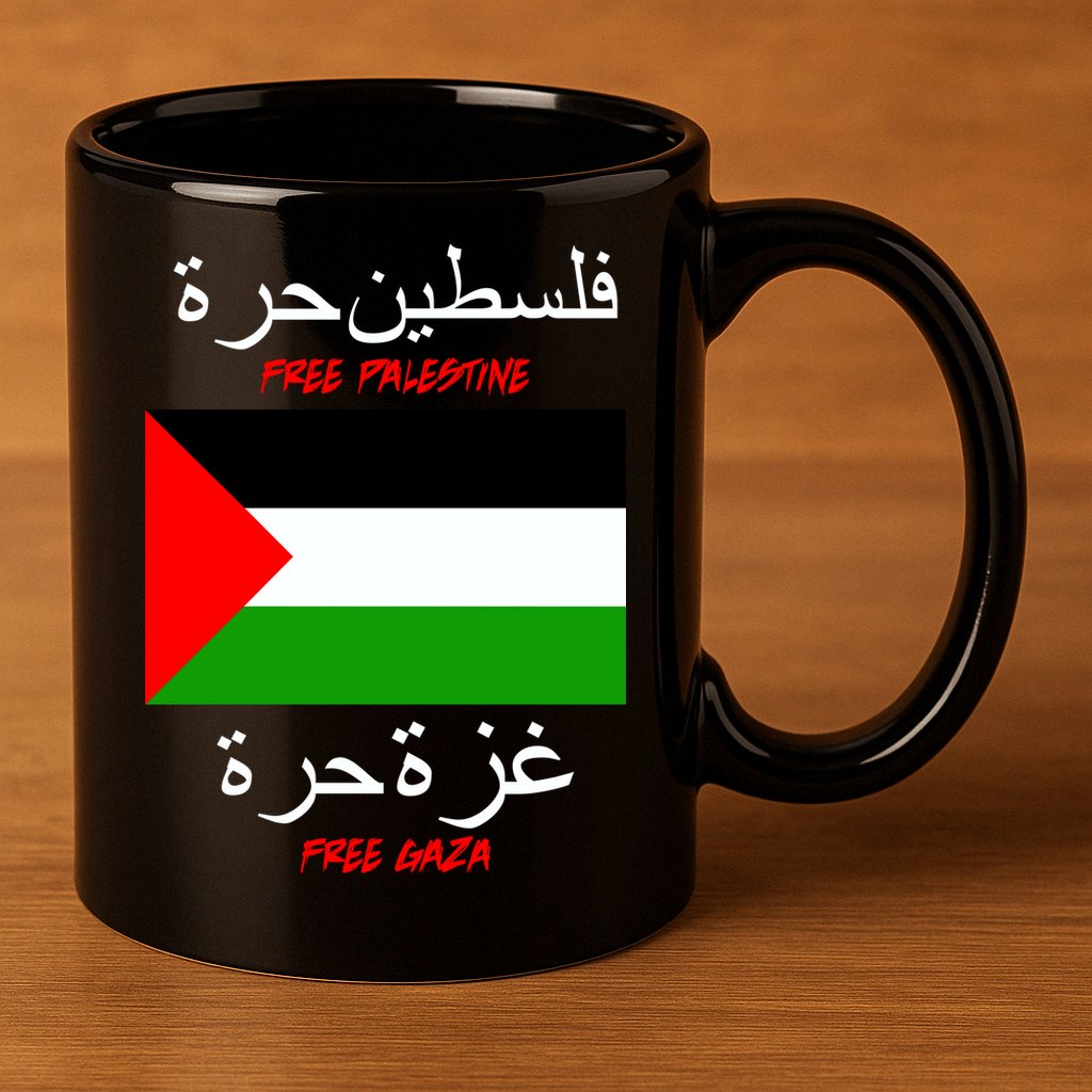 Free Palestine Gaza Arabic Writing Flag 11oz C Handle Ceramic Mug