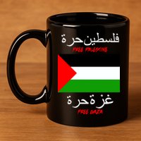 Free Palestine Gaza Arabic Writing Flag 11oz C Handle Ceramic Mug