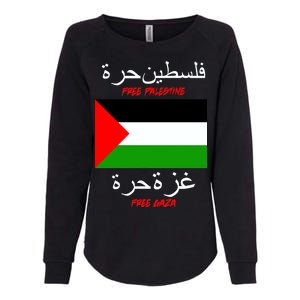 Free Palestine Gaza Arabic Writing Flag Womens California Wash Sweatshirt