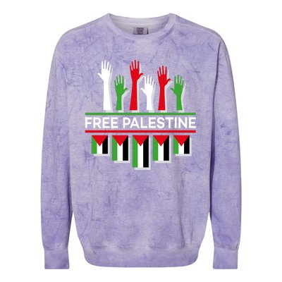 Free Palestine Hands United Colorblast Crewneck Sweatshirt