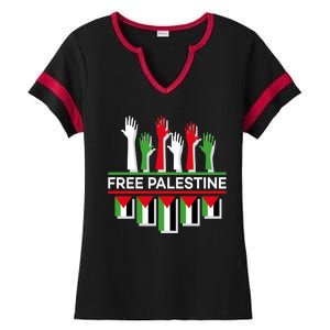 Free Palestine Hands United Ladies Halftime Notch Neck Tee