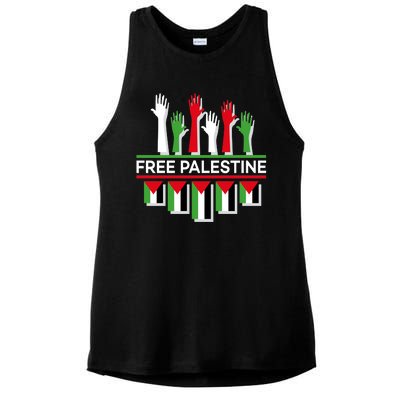 Free Palestine Hands United Ladies PosiCharge Tri-Blend Wicking Tank