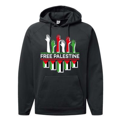 Free Palestine Hands United Performance Fleece Hoodie