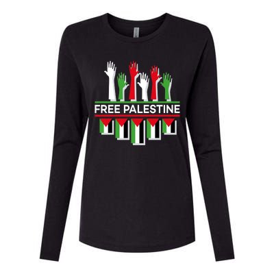 Free Palestine Hands United Womens Cotton Relaxed Long Sleeve T-Shirt