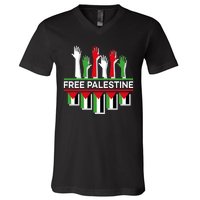 Free Palestine Hands United V-Neck T-Shirt