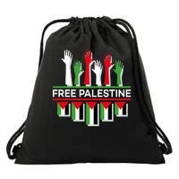 Free Palestine Hands United Drawstring Bag