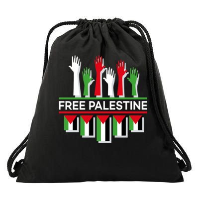 Free Palestine Hands United Drawstring Bag