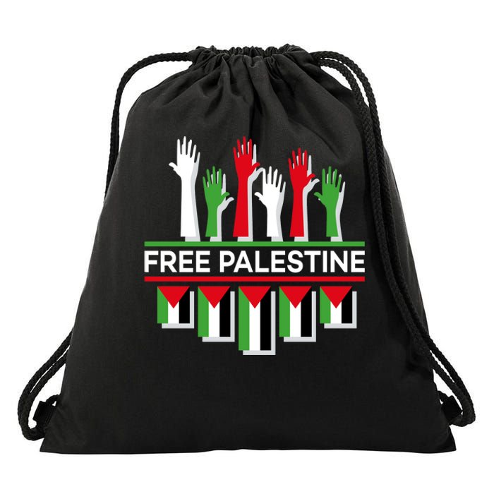 Free Palestine Hands United Drawstring Bag