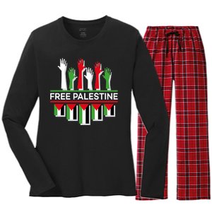 Free Palestine Hands United Women's Long Sleeve Flannel Pajama Set 