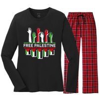 Free Palestine Hands United Women's Long Sleeve Flannel Pajama Set 