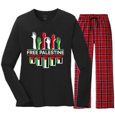 Free Palestine Hands United Women's Long Sleeve Flannel Pajama Set 