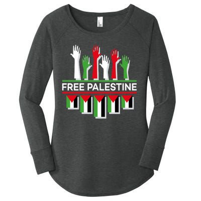 Free Palestine Hands United Women's Perfect Tri Tunic Long Sleeve Shirt