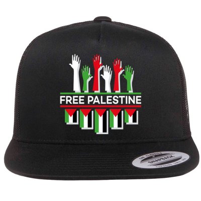 Free Palestine Hands United Flat Bill Trucker Hat