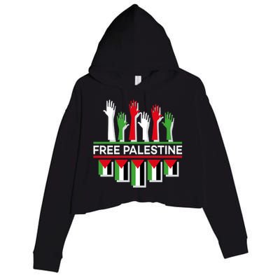 Free Palestine Hands United Crop Fleece Hoodie