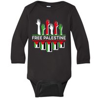 Free Palestine Hands United Baby Long Sleeve Bodysuit