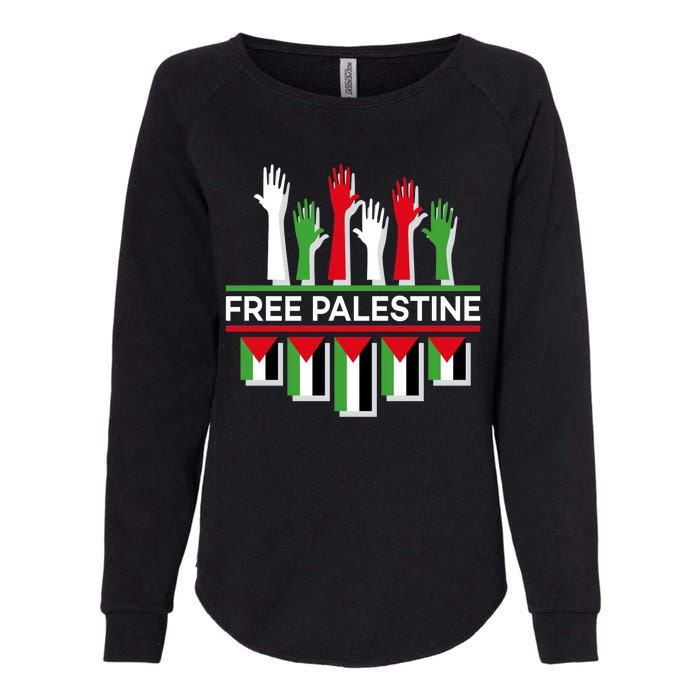 Free Palestine Hands United Womens California Wash Sweatshirt