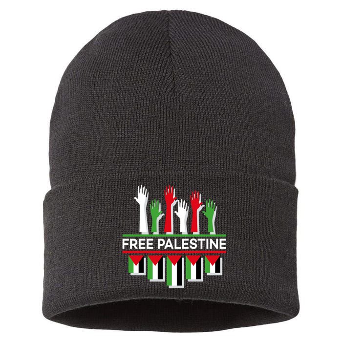 Free Palestine Hands United Sustainable Knit Beanie