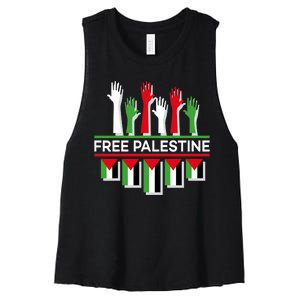 Free Palestine Hands United Women's Racerback Cropped Tank