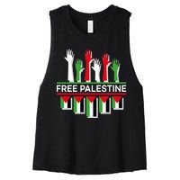 Free Palestine Hands United Women's Racerback Cropped Tank