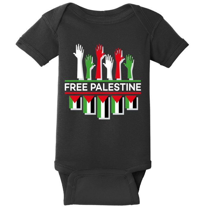 Free Palestine Hands United Baby Bodysuit