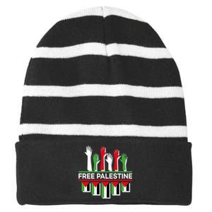 Free Palestine Hands United Striped Beanie with Solid Band