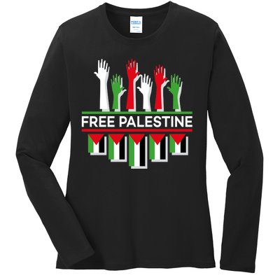 Free Palestine Hands United Ladies Long Sleeve Shirt