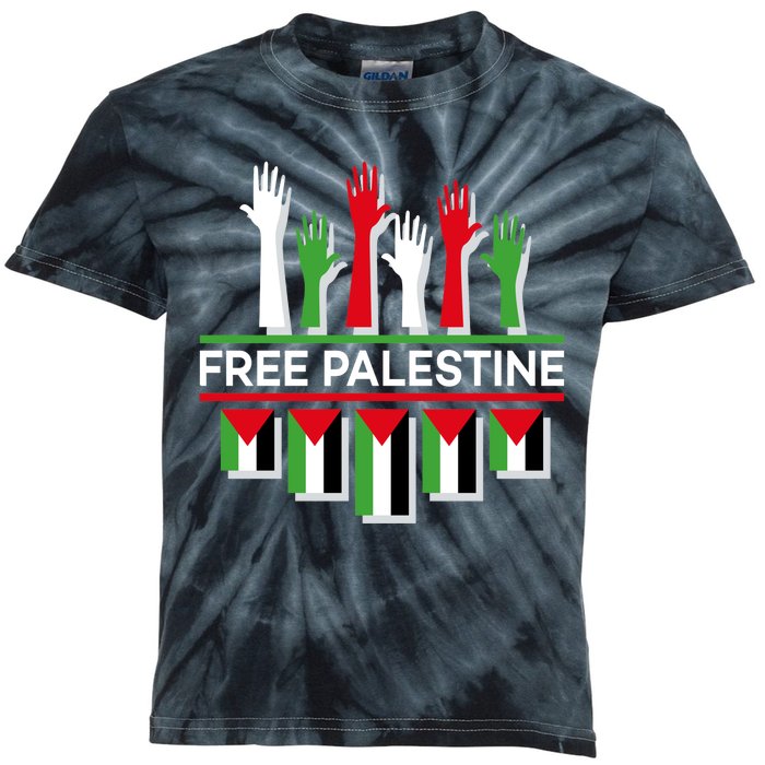 Free Palestine Hands United Kids Tie-Dye T-Shirt